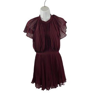 Revolve Keepsake Wine-Coloured Pleated Mini Halter Dress Womens Size S